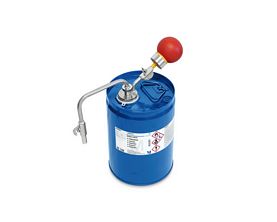 Withdrawal system for solvents with manual pressure build-up for 10 l and 25 l stainless steel