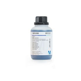 Buffer solution (boric acid/potassium chloride/sodium hydroxide), coloured: blue trace
