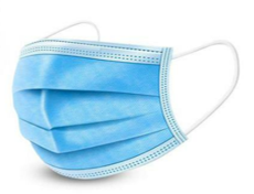 Disposable Medical Face Mask, Non-woven, ear loops, 3 layers, white/blue